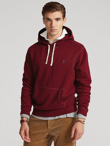 RALPH LAUREN-Felpa con Cappuccio in Misto Cotone Bordeaux-TRYME Shop