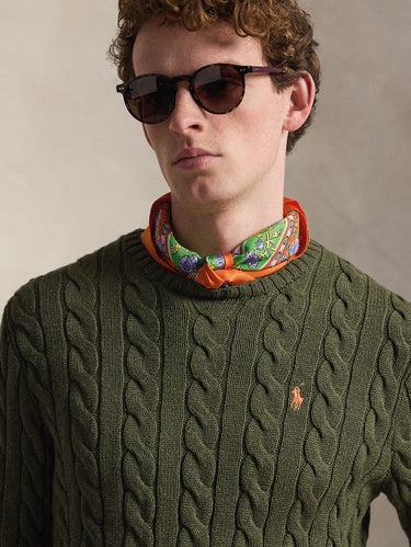 Pull en coton torsadé vert militaire