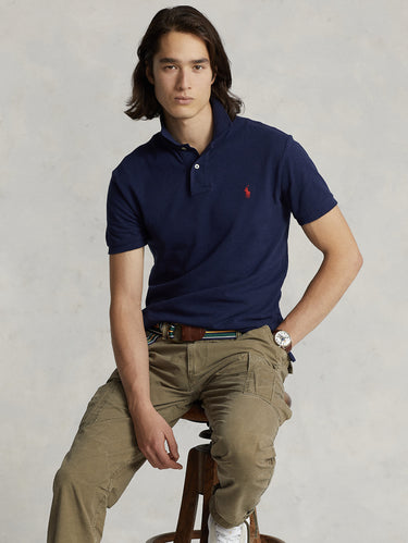 RALPH LAUREN-Polo in Cotone Piquè Slim Fit Blu-TRYME Shop