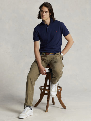 Slim-Fit Polo aus Baumwoll-Piqué in Blau
