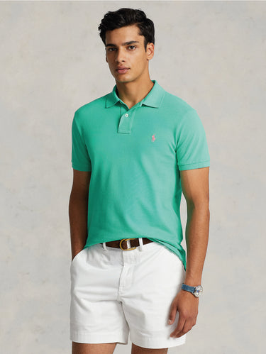 RALPH LAUREN-Polo in Cotone Piquè Slim Fit Verde-TRYME Shop