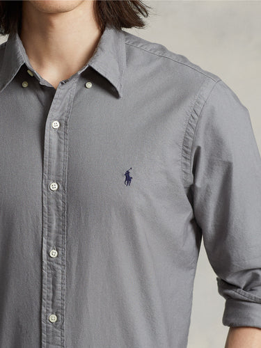 Slim Fit Oxford-Hemd aus Baumwolle Grau