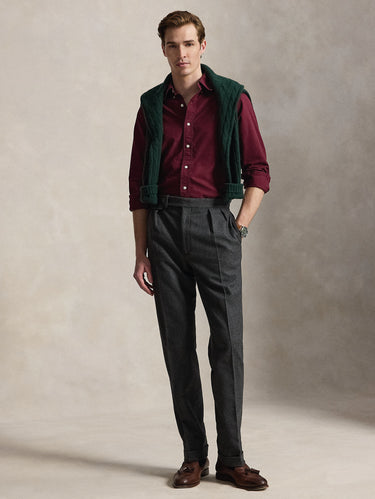 Camicia Oxford Custom Fit Tinta in Capo Bordeaux