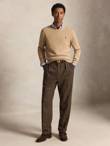 Maglia Girocollo in Cotone Regular Cammello