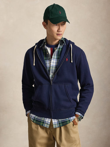 RALPH LAUREN-Felpa Full Zip in Misto Cotone Navy-TRYME Shop