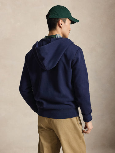 Navy Cotton Blend Full-Zip Hoodie