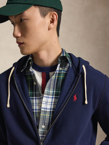 Navy Cotton Blend Full-Zip Hoodie