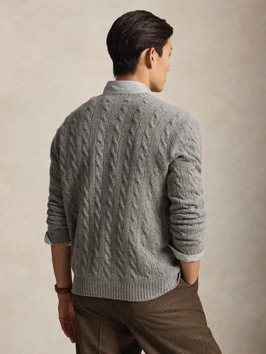 Maglia in Lana e Cashmere a Trecce Grigio
