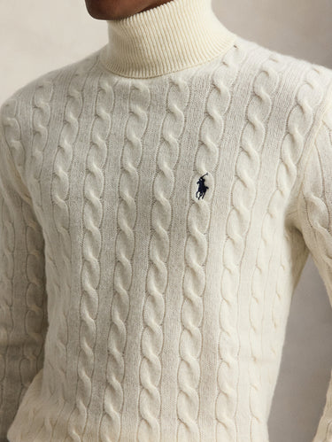 Maglia Collo Alto a Trecce Crema