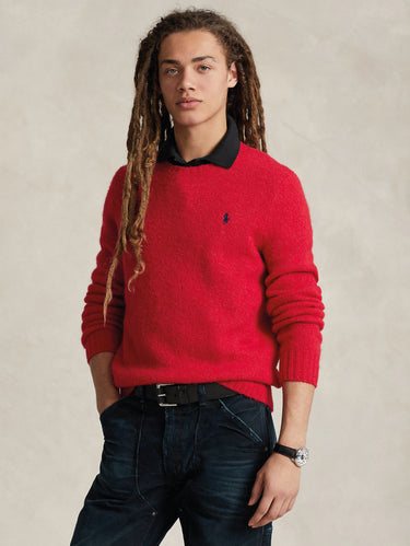 RALPH LAUREN-Maglia Girocollo in Soffice Misto Alpaca Rosso-TRYME Shop