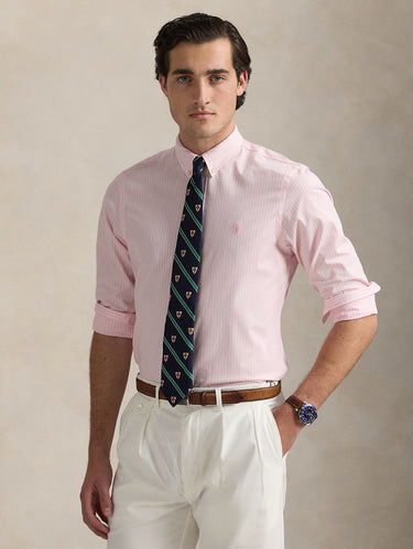 RALPH LAUREN-Camicia in Popeline Elasticizzato a Righe Rosa/Bianco-TRYME Shop