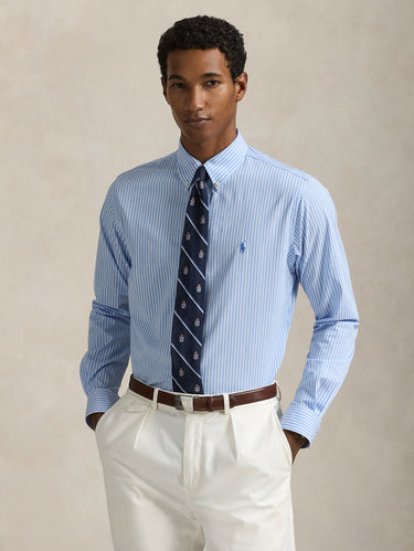 RALPH LAUREN-Camicia in Popeline Elasticizzato a Righe Blu/Bianco-TRYME Shop