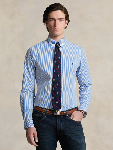 RALPH LAUREN-Camicia in Popeline Stretch a Righe Blu/Bianco-TRYME Shop