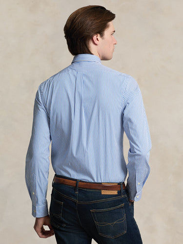 Gestreiftes Hemd aus Stretch-Popeline Blau/Weiß