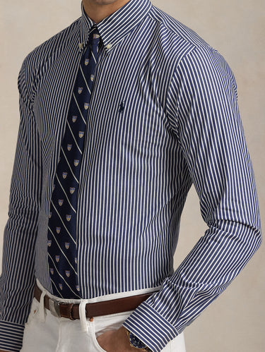 Blue/White Stretch Poplin Striped Shirt