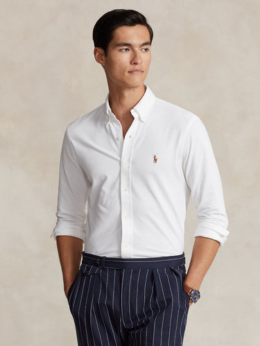 RALPH LAUREN-Camicia Knit Oxford Bianco-TRYME Shop