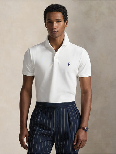 RALPH LAUREN-Polo in Piqué Stretch Custom Slim Fit Bianco-TRYME Shop