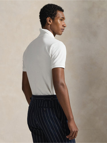 Polo en piqué stretch coupe slim personnalisée blanche