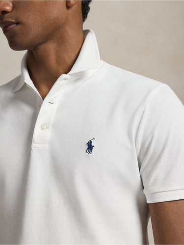 Polo en piqué stretch coupe slim personnalisée blanche