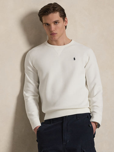 RALPH LAUREN-Felpa Girocollo in Maglia Doppia Bianco-TRYME Shop