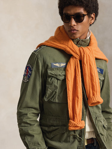Giacca Field Jacket con Patch Verde Militre