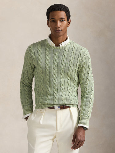 RALPH LAUREN-Maglione a Trecce Tinto in Capo Verde-TRYME Shop