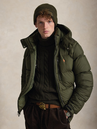 RALPH LAUREN-Giacca in Ripstop Idrorepellente Opaco con Cappuccio Oliva-TRYME Shop