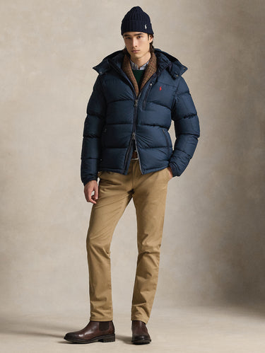 Matte Water-Repellent Navy Blue Ripstop Hooded Jacket