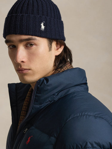 Matte Water-Repellent Navy Blue Ripstop Hooded Jacket