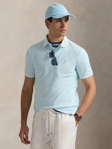 RALPH LAUREN-Polo Tinta in Capo Custom Slim Fit Cielo-TRYME Shop
