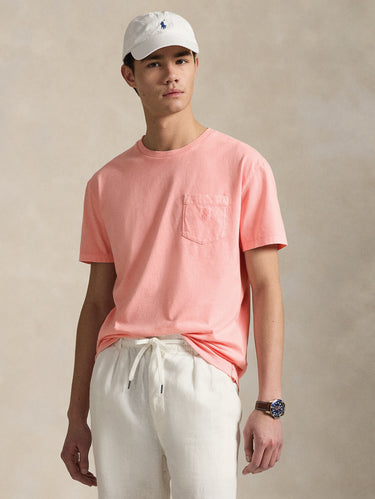 RALPH LAUREN-T-shirt con Taschino Custom Slim Fit Rosa-TRYME Shop
