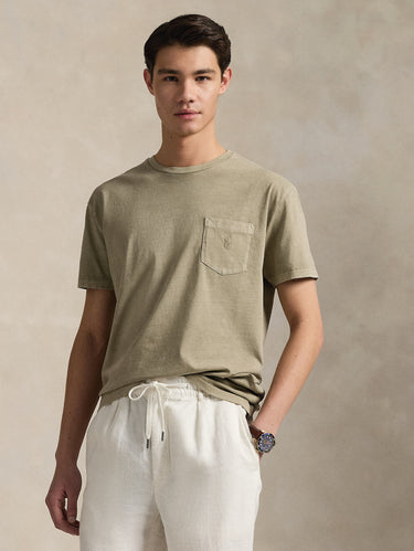 RALPH LAUREN-T-shirt con Taschino Custom Slim Fit Oliva-TRYME Shop
