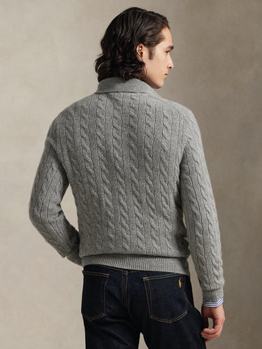 Maglia con Collo Polo a Trecce Grigio