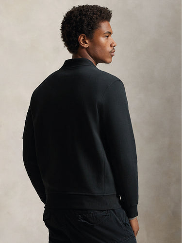 Black Double-Knit Bomber Jacket