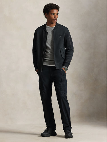 Black Double-Knit Bomber Jacket