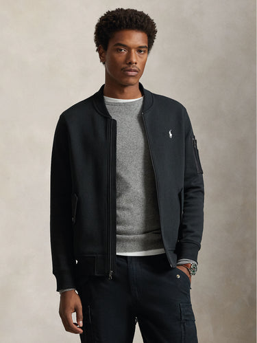 RALPH LAUREN-Bomber in Felpa Doppia Nero-TRYME Shop