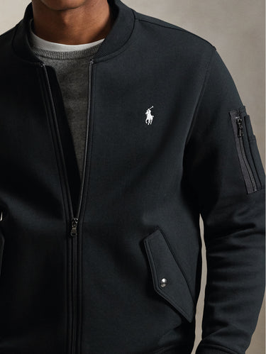 Black Double-Knit Bomber Jacket