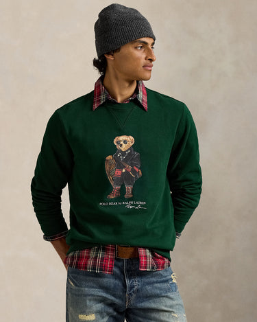 RALPH LAUREN-Felpa Girocollo con Polo Bear Verde-TRYME Shop