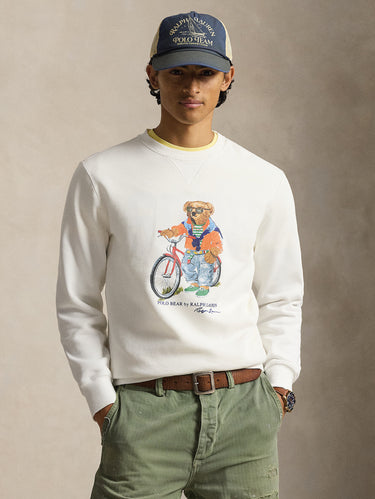 RALPH LAUREN-Felpa Girocollo con Polo Bear Bianco-TRYME Shop
