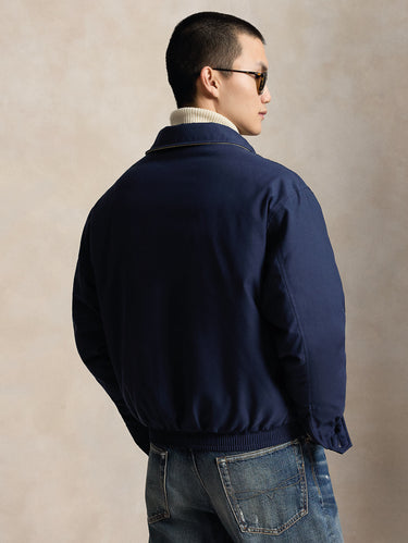 Giacca Sportiva in Twill con Imbottitura Blu