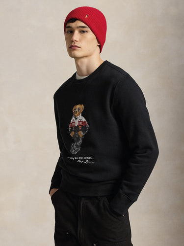 RALPH LAUREN-Felpa Gircollo con Stampa Polo Bear Nero-TRYME Shop