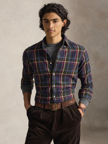 RALPH LAUREN-Camicia in Flanella di Cotone a Quadri Multicolor-TRYME Shop