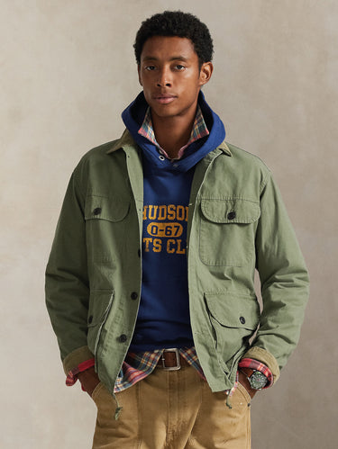 RALPH LAUREN-Overshirt in Cotone Canvas Vintage Verde-TRYME Shop