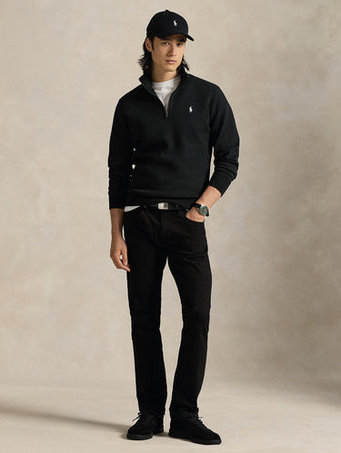 Felpa in Maglia Doppia con Mezza Zip Nero