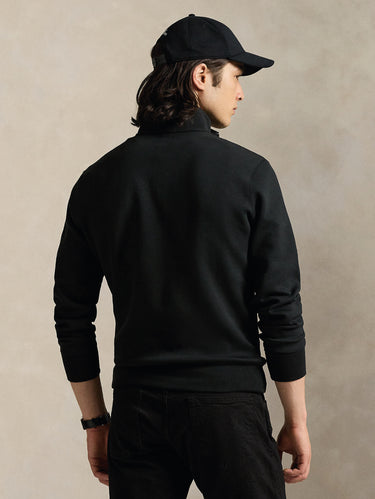 Felpa in Maglia Doppia con Mezza Zip Nero