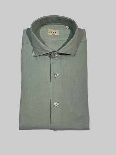 XACUS-Camicia Washed Shirt in Twill Verde-TRYME Shop