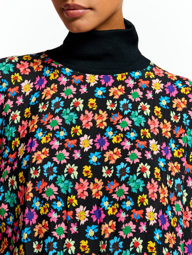 Blusa con Stampa Floreale Nero