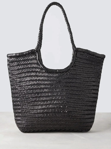 DRAGON DIFFUSION-Borsa a Spalla in Pelle Diagonal Arched Tote Nero-TRYME Shop