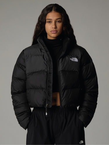 Saikuru Cropped Boxy Puffer Jacket Black