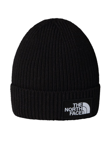THE NORTH FACE-Berretto in Maglia a Coste con Logo Nero-TRYME Shop
